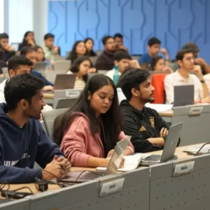 mba colleges in bhopal students learning and group discussion